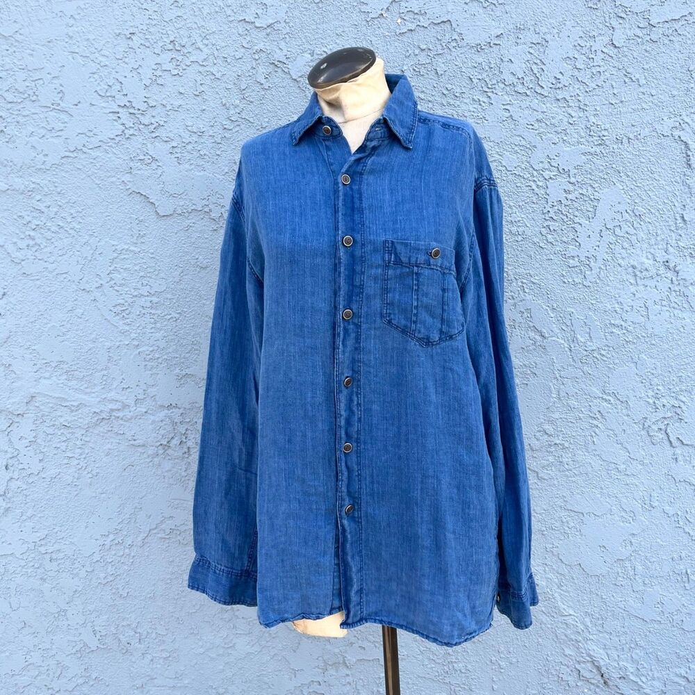 Mens Linen Shirt Territory Ahead Mens Small Button Up Natural eco